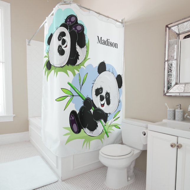 Rideau en douche nommé fait sur commande de pandas (En situation)