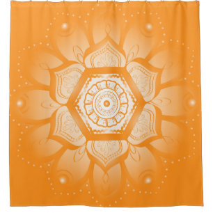 Rideau en douche orange et blanc lumineux de