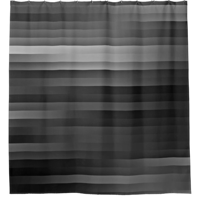 Rideau en douche rayé noir et gris (Devant)