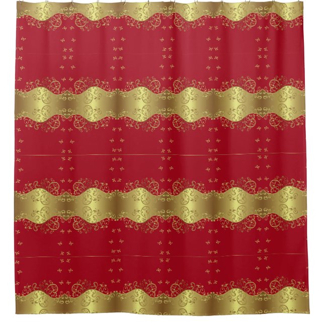 Rideau en douche--Remous et rouge d'or (Devant)