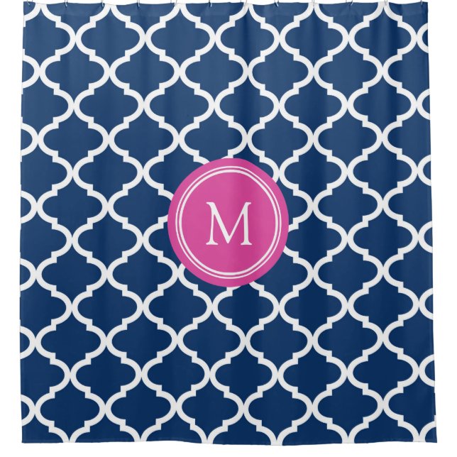 Rideau en douche rose de monogramme de Quatrefoil (Devant)