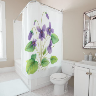 Rideau en douche sauvage de violettes d'aquarelle