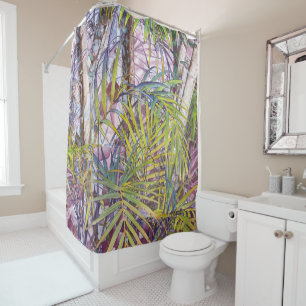Rideau en douche tropical de jungle de palmier