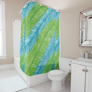Rideau en douche vert et bleu de motif de