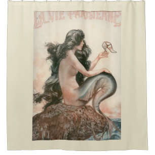 Rideau en douche vintage de couverture de magazine