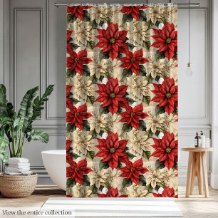 Rideau Poinsettia Rouge Rustique Fleurs Classiques