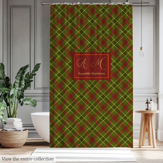 Rideau Tartan de l'Automne Rustique Personnalisé F (Rustic Fall Tartan Curtain Personalized Farmhouse Style)