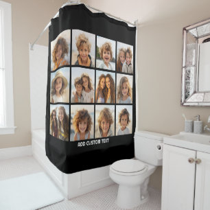 Rideaux De Douche 12 Collage Instagram avec Arrière - plan noir