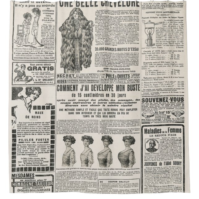 Rideaux De Douche 1919 Paris Mode : Page de journaux anciens (Devant)