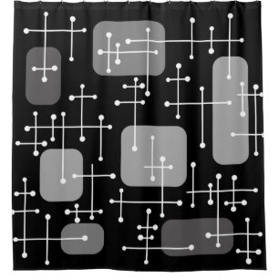 Rideaux De Douche 1950 Eames Era Art Crosshairs Black White