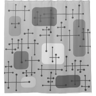 Rideaux De Douche 1950 Eames Era Art Crosshairs Grey