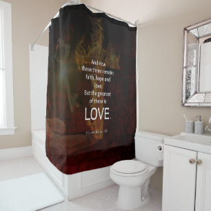 Rideaux De Douche 1 Corinthiens 13:13 Versets de la Bible Citation 