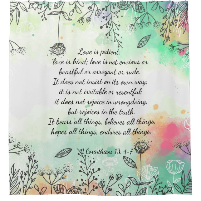 Rideaux De Douche 1 Corinthiens 13: 4-7 (Devant)