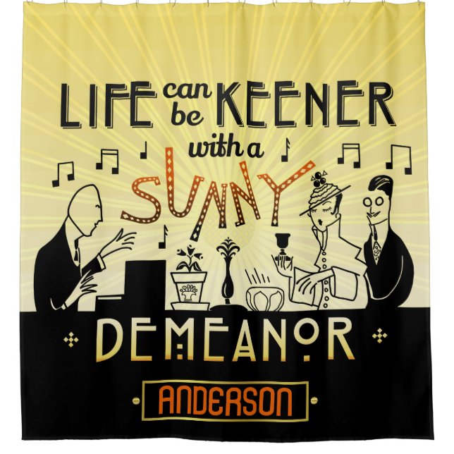 Rideaux De Douche 20 s Retro Art Deco Sunny Demeanor Custom (Devant)
