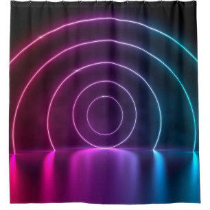 Rideaux De Douche 3d ing des lignes brillantes du portail de cercle