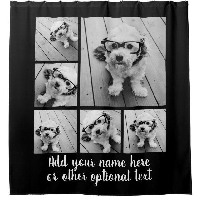 Rideaux De Douche 6 Collage photo avec monogramme rose (Devant)