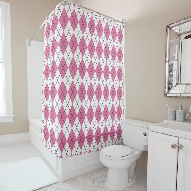 Rideaux De Douche 70 s Tartan Pinky (En situation)