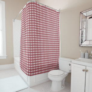 Rideaux De Douche À damiers blanc rouge