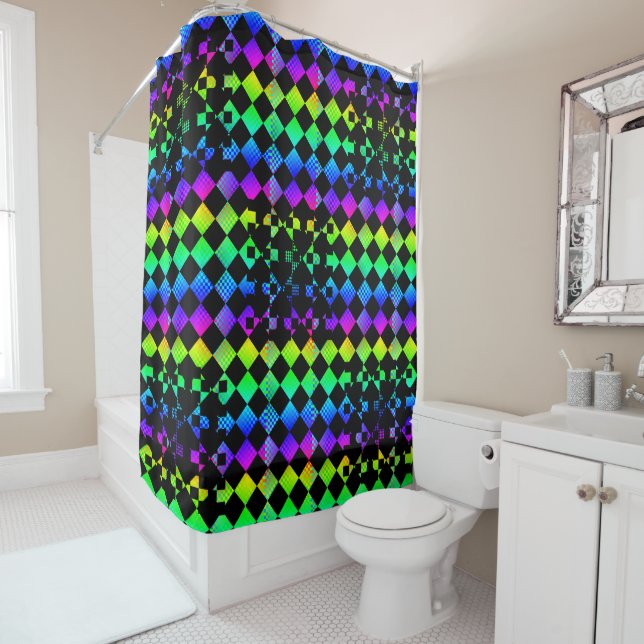 Rideaux De Douche à damiers Twist par Kenneth Yoncich (En situation)