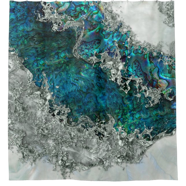 Rideaux De Douche Abalone Shell Pearl et Argent 2 (Devant)