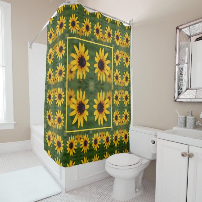 Rideaux De Douche Abee Sur Black Eyed Susan Flower Abstrait (En situation)