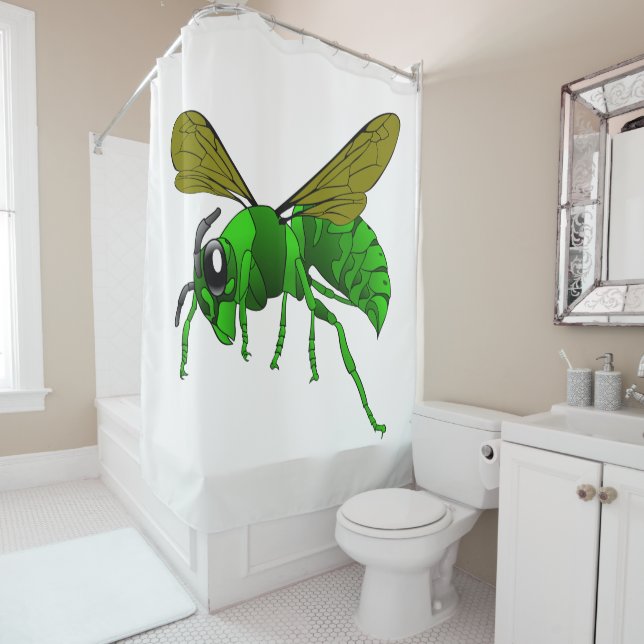 Rideaux De Douche Abeille de guêpe verte et citron vert (En situation)