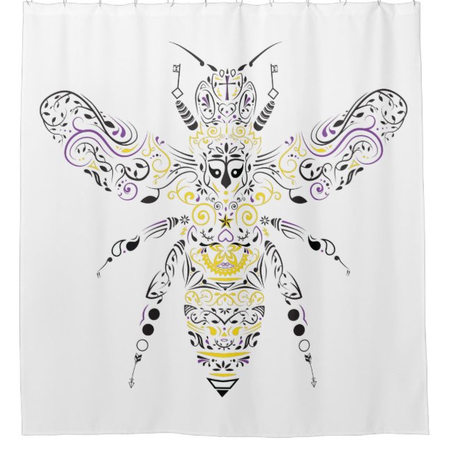 Rideaux De Douche abeille fleurie de miel (Devant)