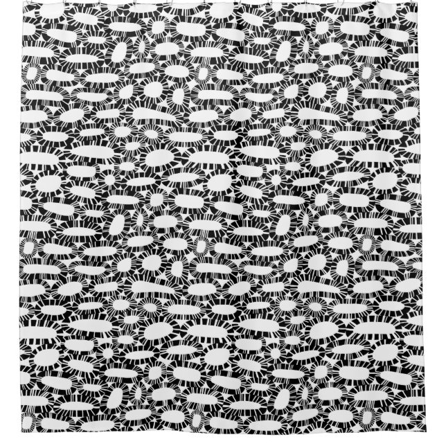 Rideaux De Douche Abstrait 250923 - Noir sur blanc (Devant)