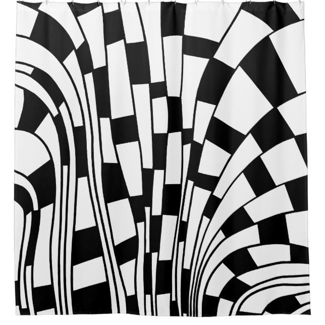 Rideaux De Douche Abstrait 290417 - Noir sur blanc (Devant)