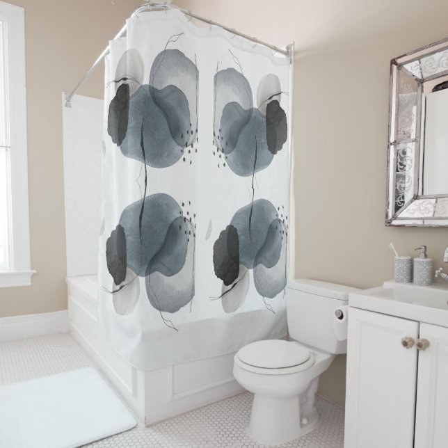 Rideaux De Douche abstrait "Aquarelle vive" (En situation)