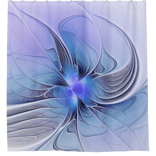 Rideaux De Douche Abstrait Art Fractal Lavande Bleu (Devant)