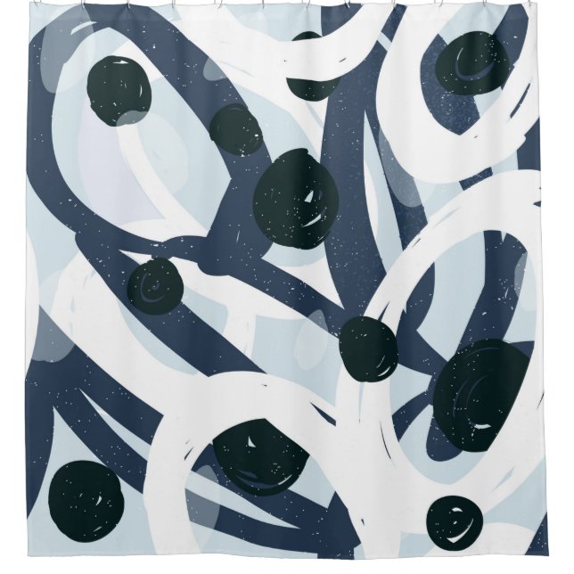 Rideaux De Douche Abstrait bleu et marine brushstrokies peinture ill (Devant)