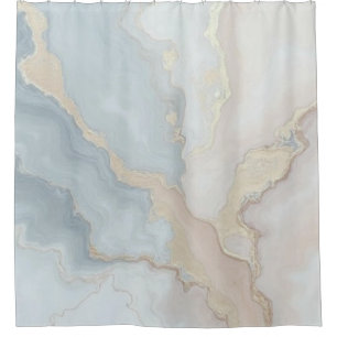 Rideaux De Douche Abstrait Bleu Gris Beige Crème Poussiéreux Clair