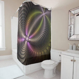 Rideaux De Douche Abstrait brillant Trippy coloré 3D Fractal Art