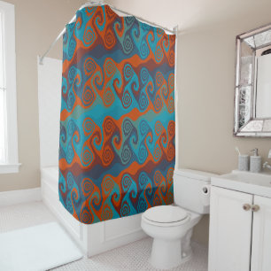 Rideaux De Douche Abstrait de tourbillon orange et turquoise