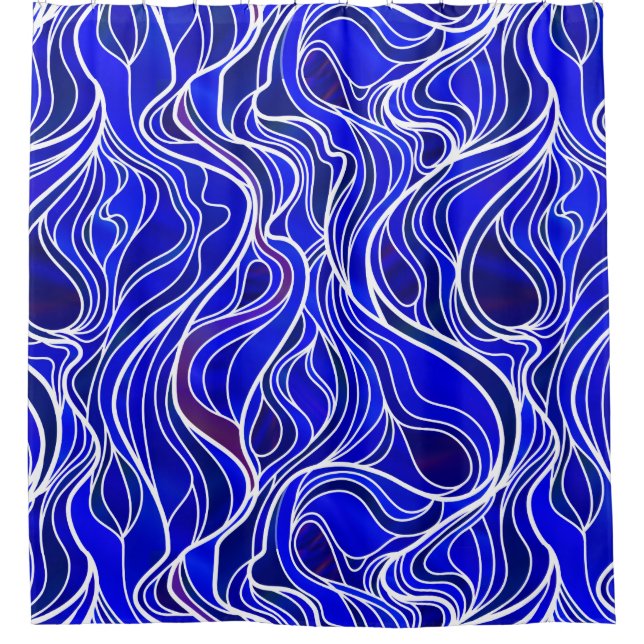 Rideaux De Douche Abstrait de verre à tôle bleue (Devant)