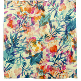 Rideaux De Douche Abstrait fleuri : herbes, fleurs motif.