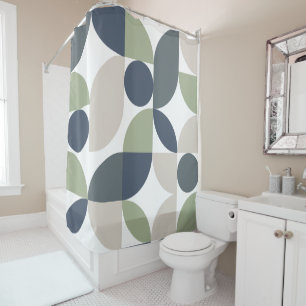 Rideaux De Douche Abstrait Gray vert Motif Gray Mid Century