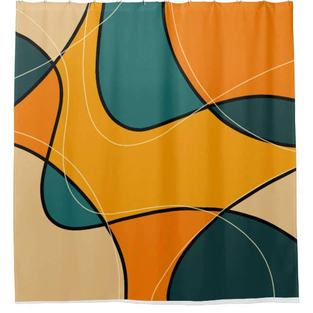 Rideaux De Douche Abstrait Mid-Century moderne (Devant)