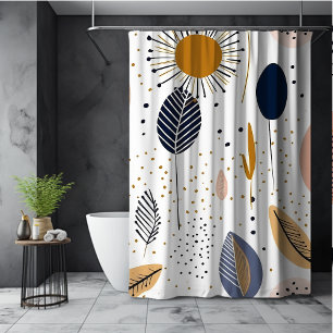 Rideaux De Douche Abstrait minimal boho pastel beige feuilles simple
