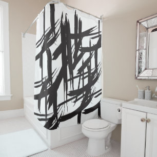 Rideaux De Douche Abstrait monochromatique noir et blanc