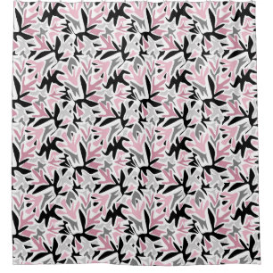 Rideaux De Douche Abstrait, Noir et Rose, Jeune, Throw Pill moderne