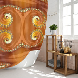 Rideaux De Douche Abstrait or Orange Dégradé Spiral Fractal