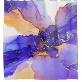 Rideaux De Douche Abstrait or orange violet