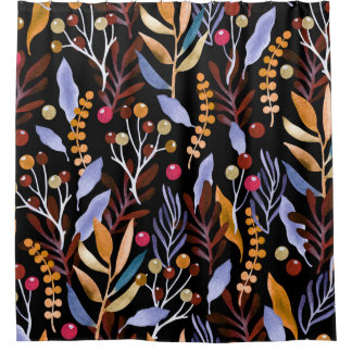 Rideaux De Douche Abstrait Plantes d'aquarelle herbes Motif
