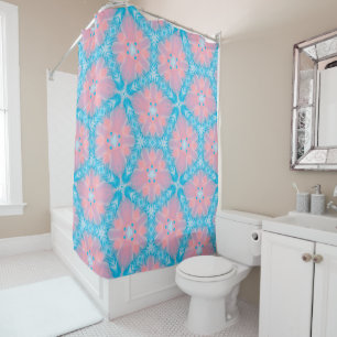 Rideaux De Douche Abstrait rose et bleu