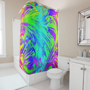 Rideaux De Douche Abstrait Splashing Rainbow Liquid