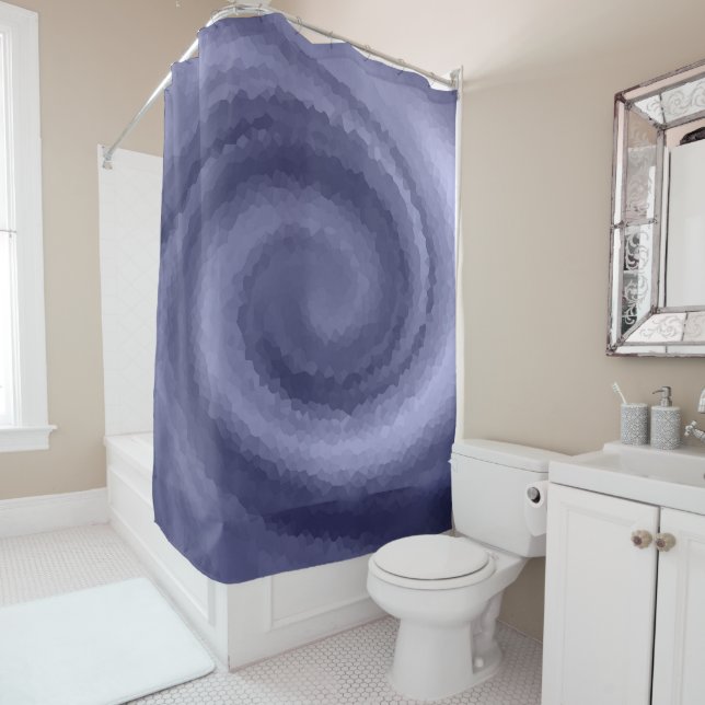 Rideaux De Douche Abstrait tourbillon bleu violet marine moderne pri (En situation)