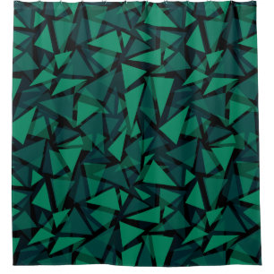 Rideaux De Douche Abstrait vert émeraude polygonale motif jeter pil