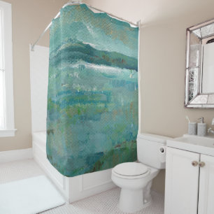 Rideaux De Douche Abstraite Turquoise côtière